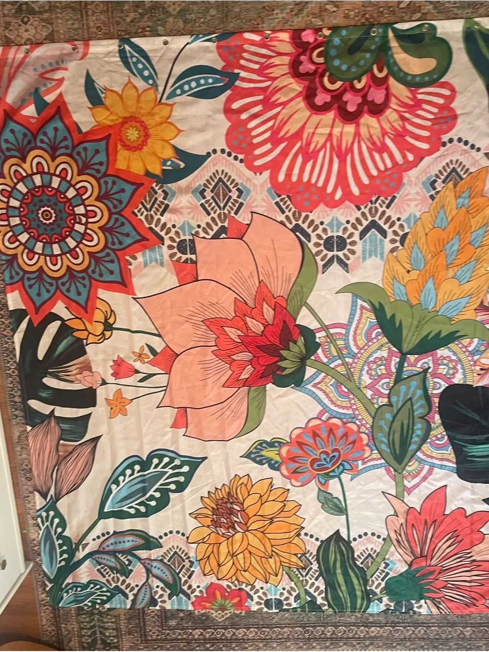 Vibrant Floral Shower Curtain - Multicolor Bold Blooms